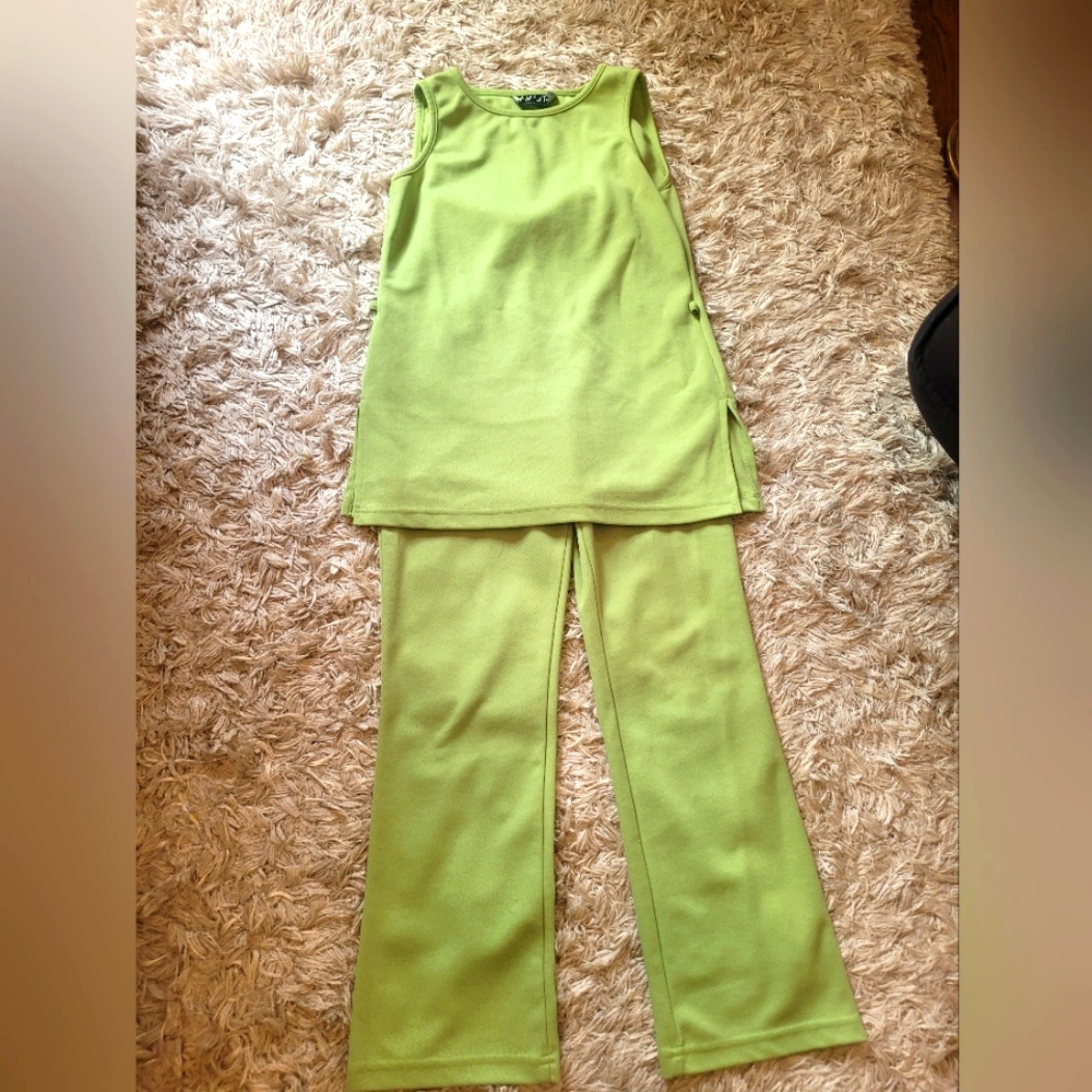 Lime Green Wide Leg Summer Pantsuit